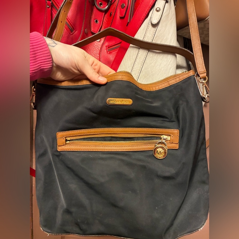 Michael Kors Black and Brown Shoulder Bag